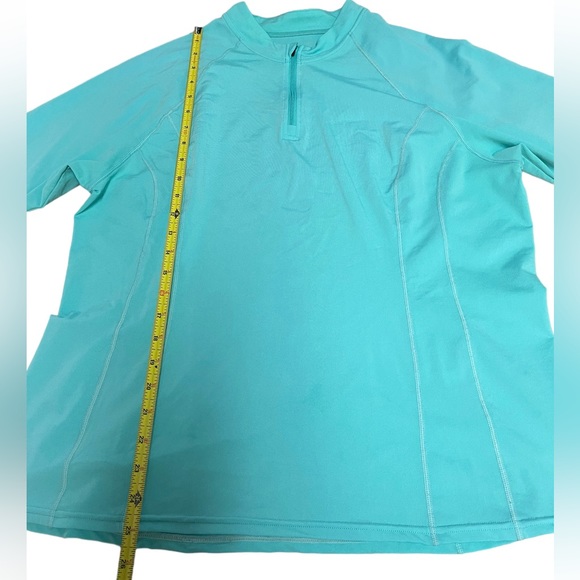 Coolibar Women’s Turquoise Shirt Short Sleeve 1/4 Zip & Biker Shorts XL UPF 50+ - Picture 8 of 13
